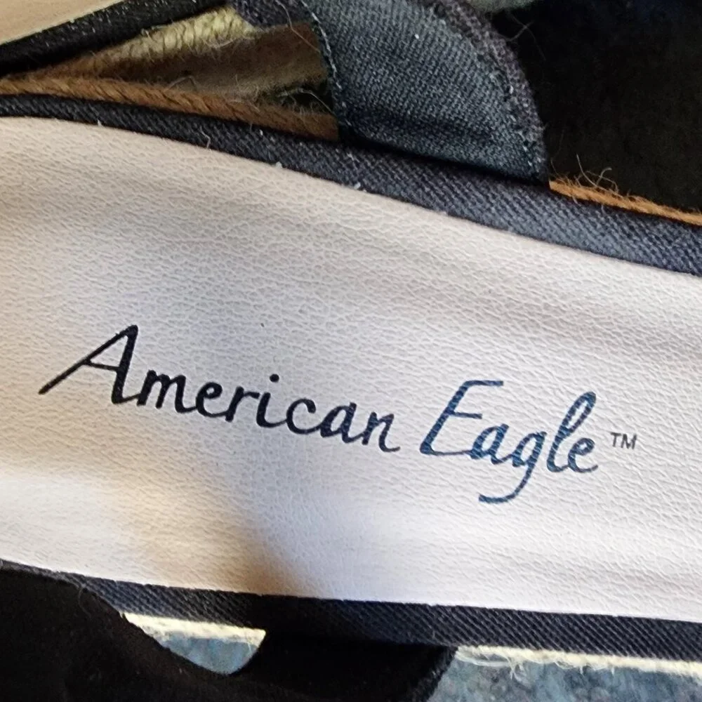 American Eagle Outfitters Black/Tan Platform Wedge Sandals Size 9.5